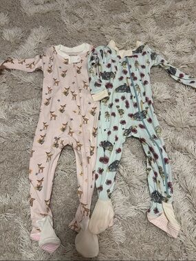 Burt’s Bees Pink Deer & Light Blue Floral Footed Pajama Set